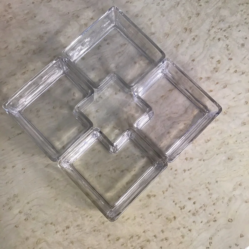 Modern Square Glass Candy Snack Serving Dishes Trinket Bowls